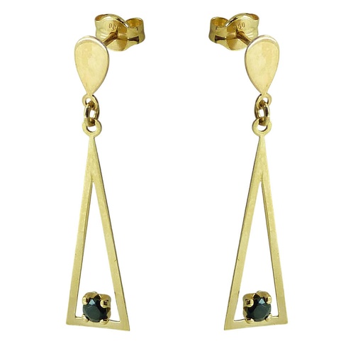 [5435N] PENDIENTES TRIANGULO CON CIRCONITA NEGRA.30MM.PRESION.