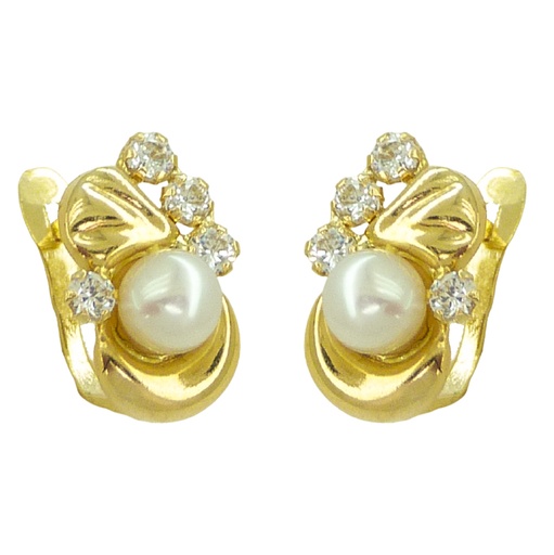 [8613/P] FRESHWATER PEARL AND CZ EARRINGS