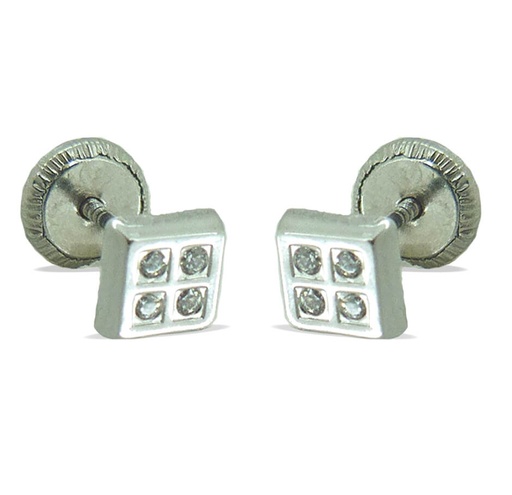 [4244B] PENDIENTES ORO BLANCO CUADRADOS 4x4MM TORNILLO