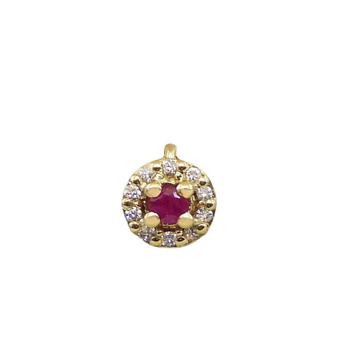 [B4157/CR] 2.5MM RUBI AND DIAMONDS PENDANT.H-SI 0.07 CT TW