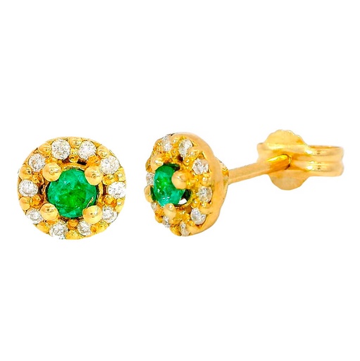 [B4157E] PENDIENTES ESMERALDA CUAJO 2.5MM 20 BRILLANTES 1MM H-SI 0.10 CT TW