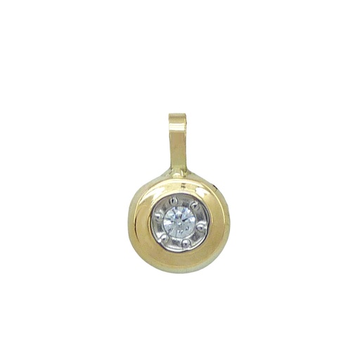 [5447/C] 5MM TWO TONE ROUND PENDANT WITH CZ.
