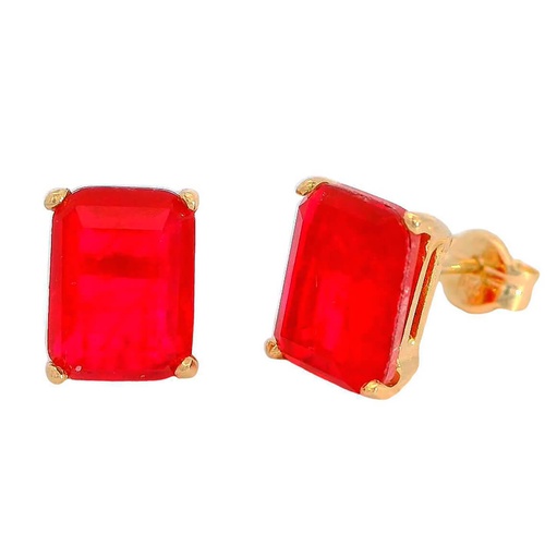 [5468R] PENDIENTES CUARZO COLOR RUBI 8x6MM