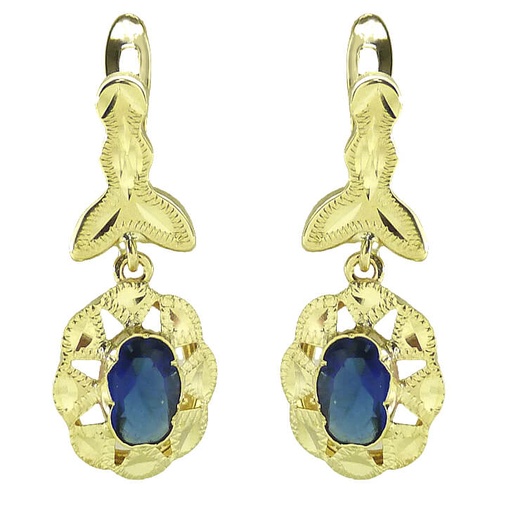 [7707Z]  22MM OPENWORK EARRINGS SAPPHIRE COLOR  CZ