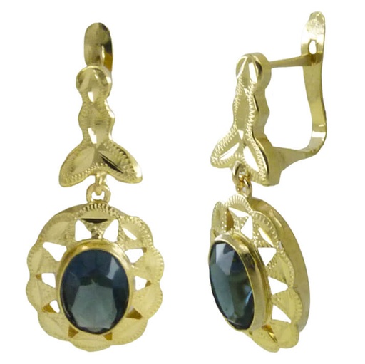[7732M] PENDIENTES CUBANA PIEDRA DE 8x6MM COLOR MONTANA.CATALAN