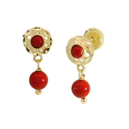 [9680/1C] PENDIENTES CUBANA PERITA COLOR CORAL .TORNILLO .15MM.