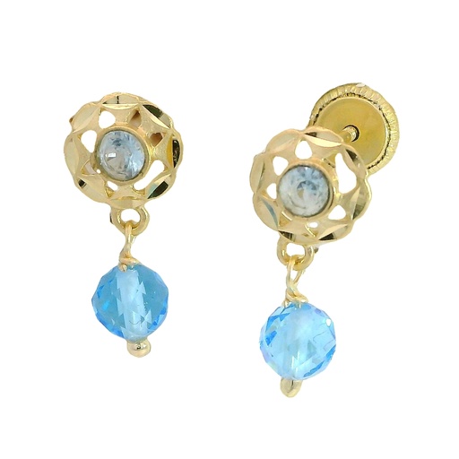 [9680/1A] PENDIENTES CUBANA CRISTAL AZUL .TORNILLO. 15MM.