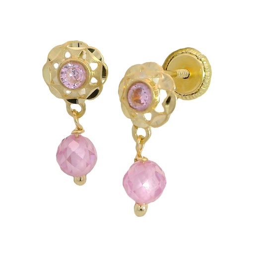 [9680/1R] PENDIENTES CUBANA CRISTAL ROSA.TORNILLO.15MM.