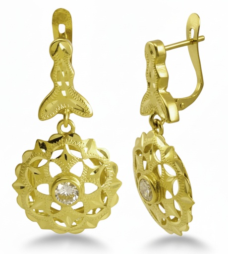 [8029] 26x14MM  OPENWORK ROSETTE EARRINGS