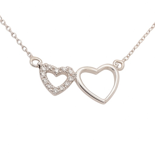 [B4069/0.03] GARGANTILLA DOBLE CORAZON 12MM CON BRILLANTES 12/0.03 H-SI