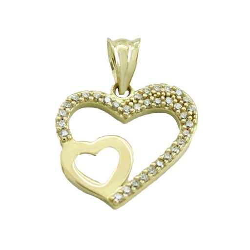 [4297] 15x14MM TWO HEARTS PENDANT WITH CZ.