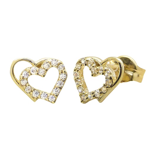 [5543] PENDIENTES DOBLE CORAZON CON CIRCONITAS.7MM.
