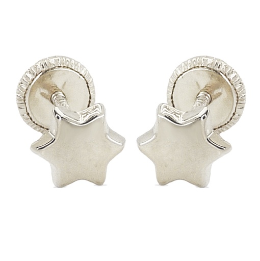 [1937B] 5MM WHITE GOLD STAR STUD EARRINGS.SCREW BACK.