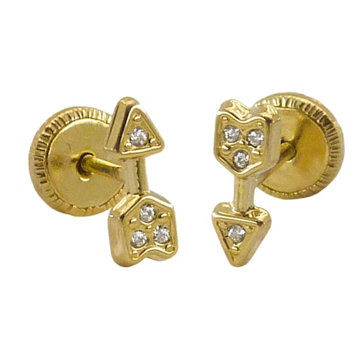 [4960] PENDIENTES FLECHA CIRCONITAS 6MM.TORNILLO.