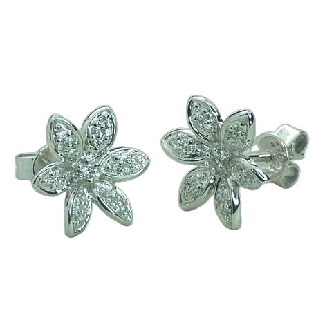 [1768] PENDIENTES FLOR CON BRILLANTES.
