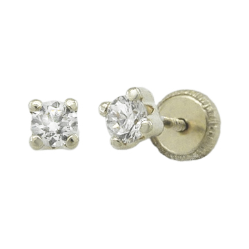 [4347B] PENDIENTES GARRA CIRCONITA 3x3MM ORO BLANCO.TORNILLO.