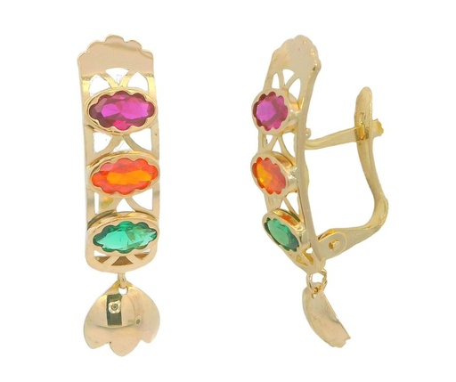 [8561] 25x5MM LEVERBACK EARRINGS WITH COLORED CZ.