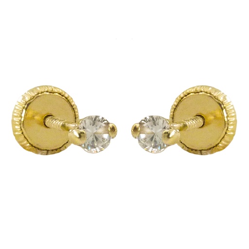 [5062] 3MM ROUND CZ CLAW STUD EARRINGS.SCREW BACK.