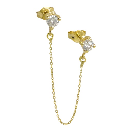 [5007] SINGLE EARRING WITH CZ AND CHAIN.