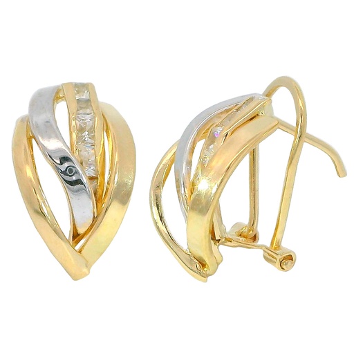 [2846] 13x9MM TWO TONE GOLD OMEGA BACK EARRINGS.