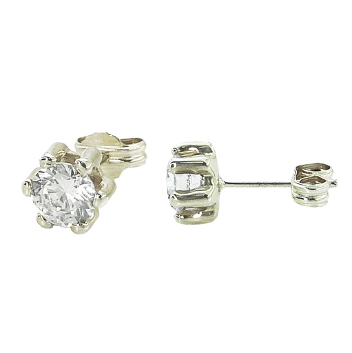 [1675B] PENDIENTES ORO BLANCO GARRA CIRCONITA 4MM.