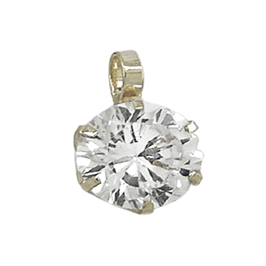 [4611/CB] 6MM CZ WHITE GOLD PENDANT.