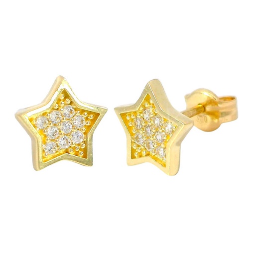 [5875] 7'5MM STAR STUD EARRINGS WITH CZ.