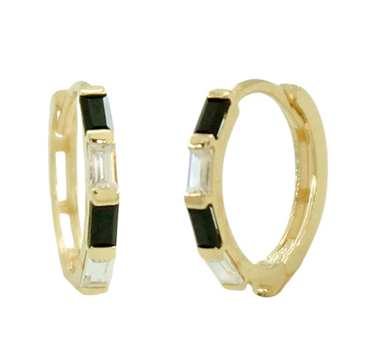 [5779] PENDIENTES CIRCONITAS BAGUETTES BLANCAS Y NEGRAS.12x1'5MM.