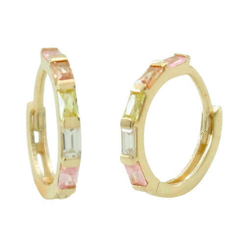 [5778] 12x1'5MM COLOR BAGETTE CZ HOOP EARRINGS.