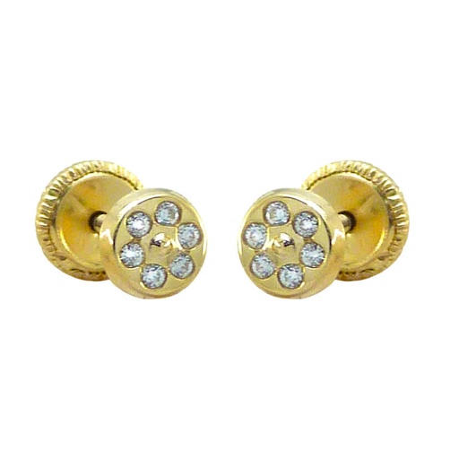 [2460] 4MM ROUND STUD EARRINGS WITH CZ.SCREW BACK.