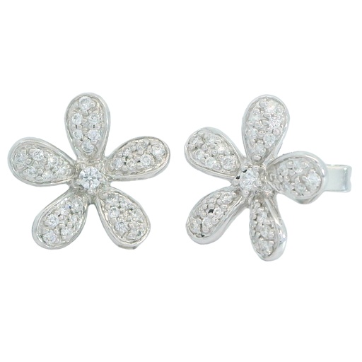 [1766] PENDIENTES FLOR DE BRILLANTES BRILLANTES PRESION