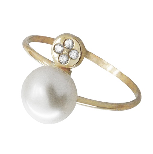 [2390/SB] SORTIJA ORO BLANCO COMUNION PERLA DE 7MM Y CIRCONITAS.
