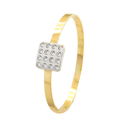 [5581/S] TWO TONE GOLD SQUARE RING.