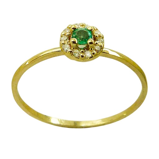 [B4157/SE] SORTIJA ESMERALDA REDONDA  2.5MM 10 BRILLANTES 1MM H-SI 0.07 CT