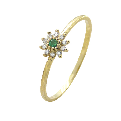 [B4165/SE] SORTIJA CUAJO,ESMERALDA 2MM Y BRILLANTES DE 1MM.0.06 CT TW H-SI.