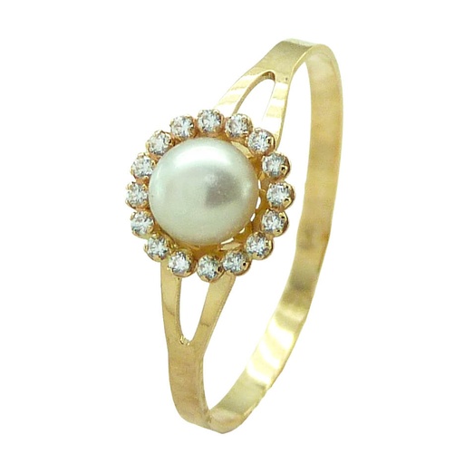 [5479/S] SORTIJA ORLA DE CIRCONITAS Y PERLA DE 5MM.