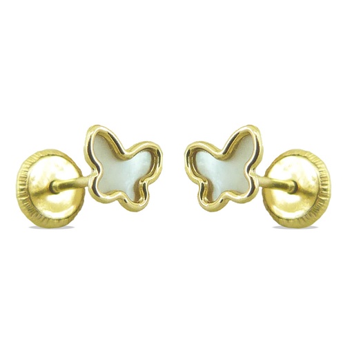 [4258] 5MM MOTHER OF PEARL BUTTERFLY STUD EARRINGS.